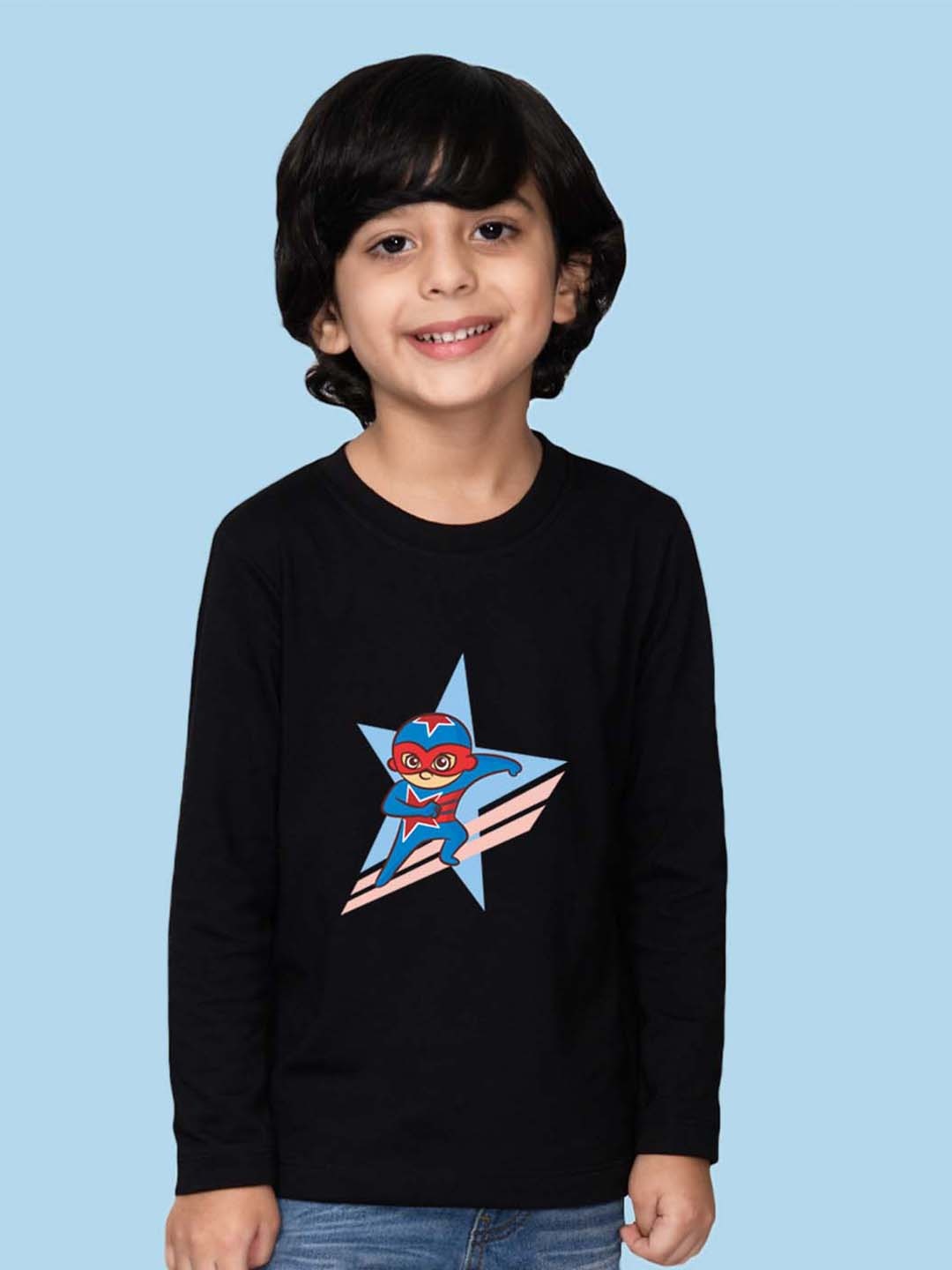 

NUSYL Boys Graphic Printed Cotton T-shirt, Black
