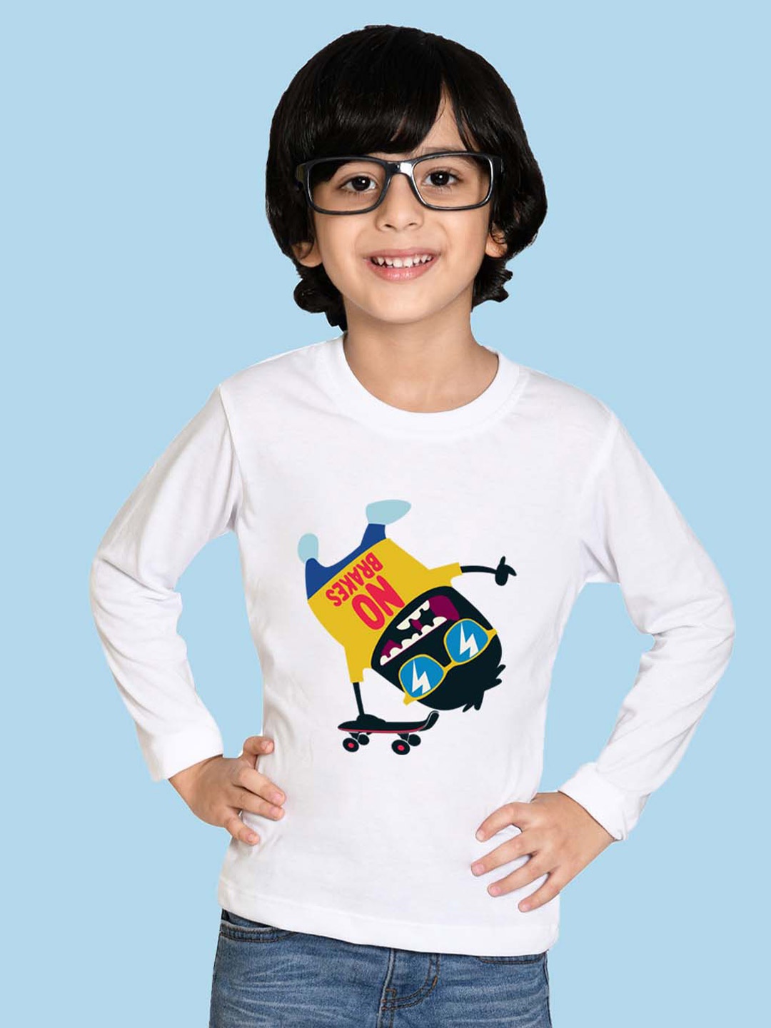 

NUSYL Boys Graphic Printed Cotton T-shirt, White