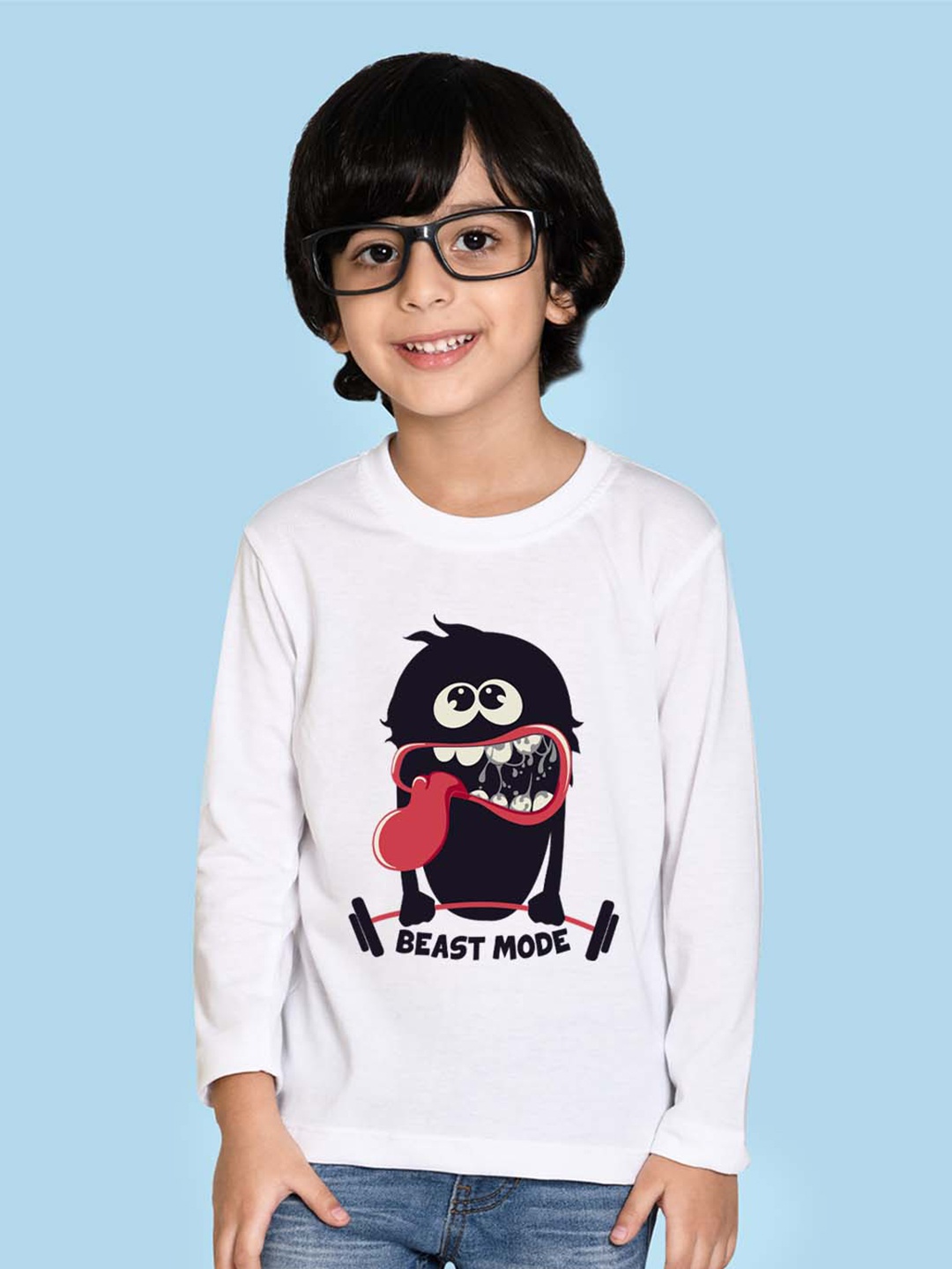 

NUSYL Boys Graphic Printed Cotton T-shirt, White