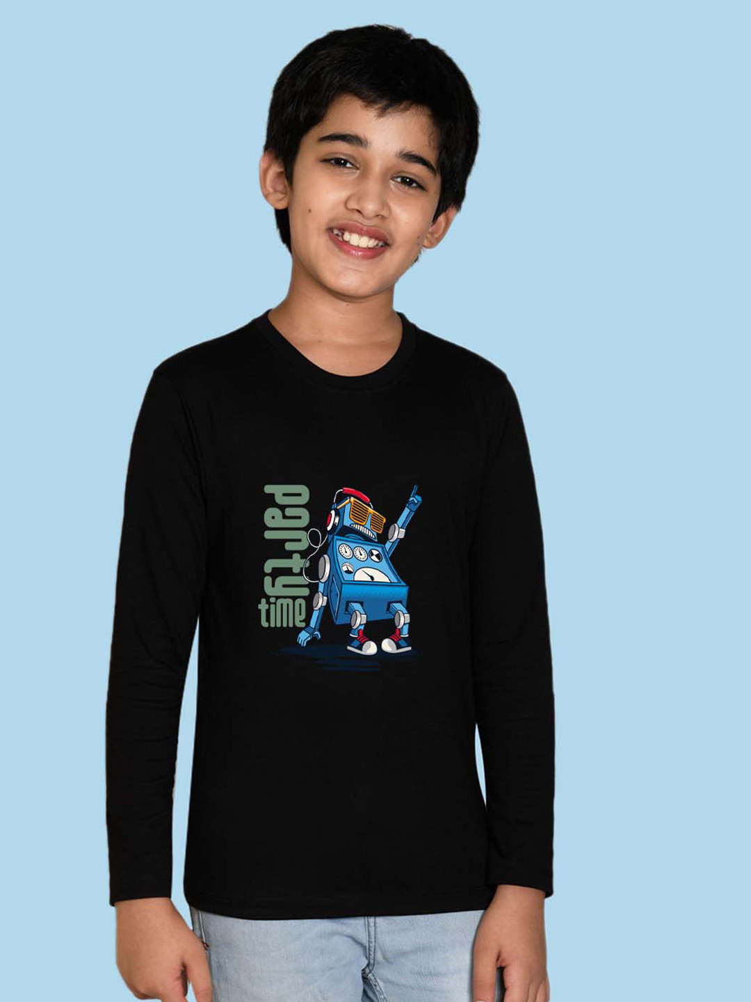 

NUSYL Boys Graphic Printed Cotton T-shirt, Black