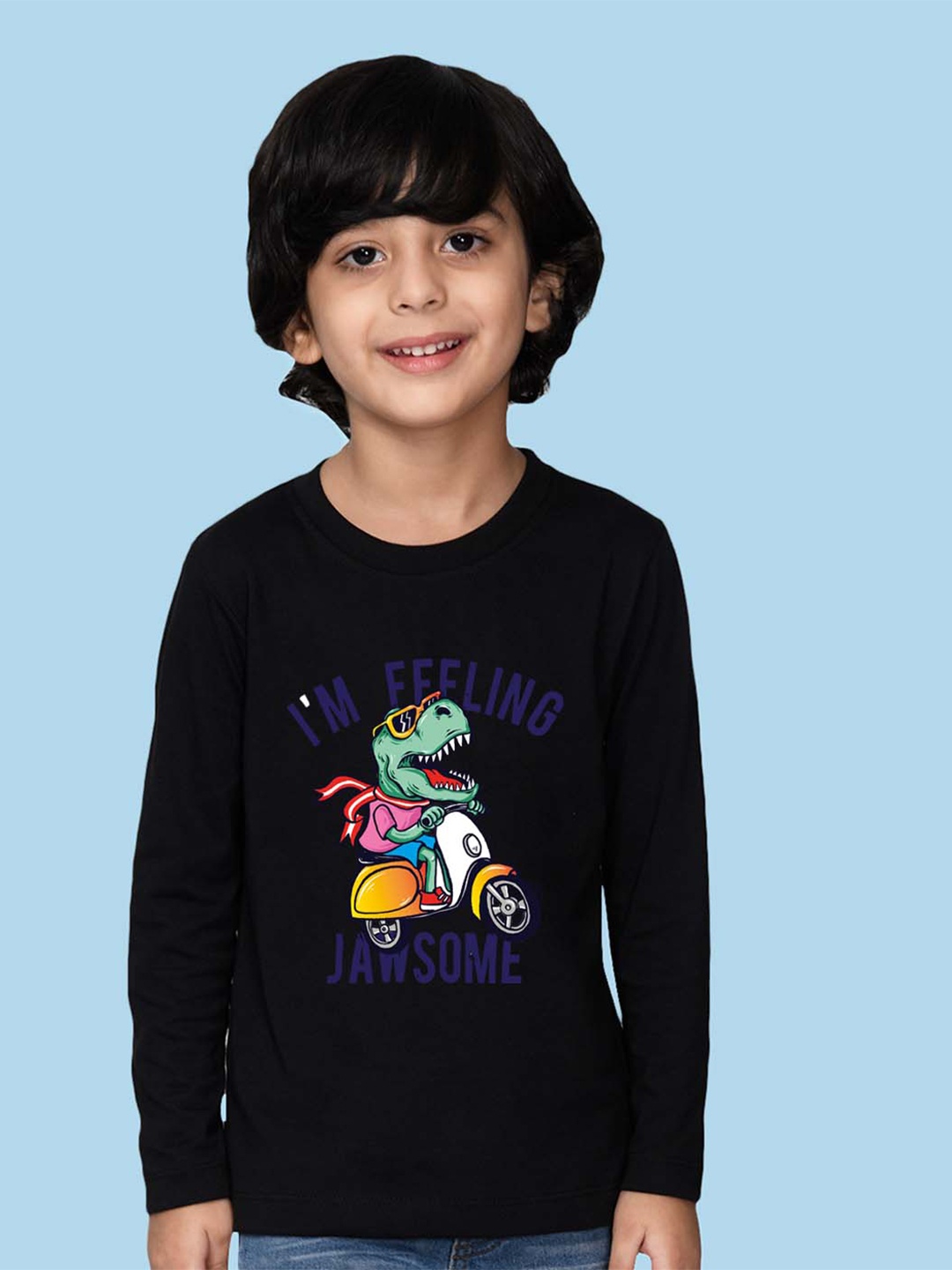 

NUSYL Boys Printed Cotton T-shirt, Black