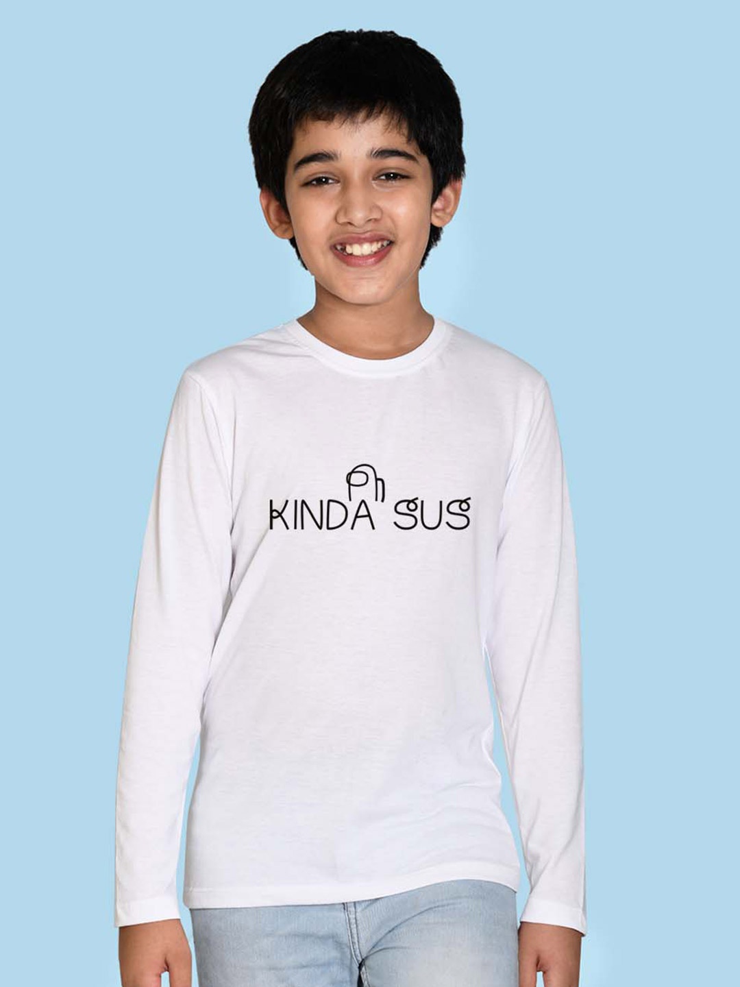 

NUSYL Boys Typography Printed Round Neck Cotton T-shirt, White