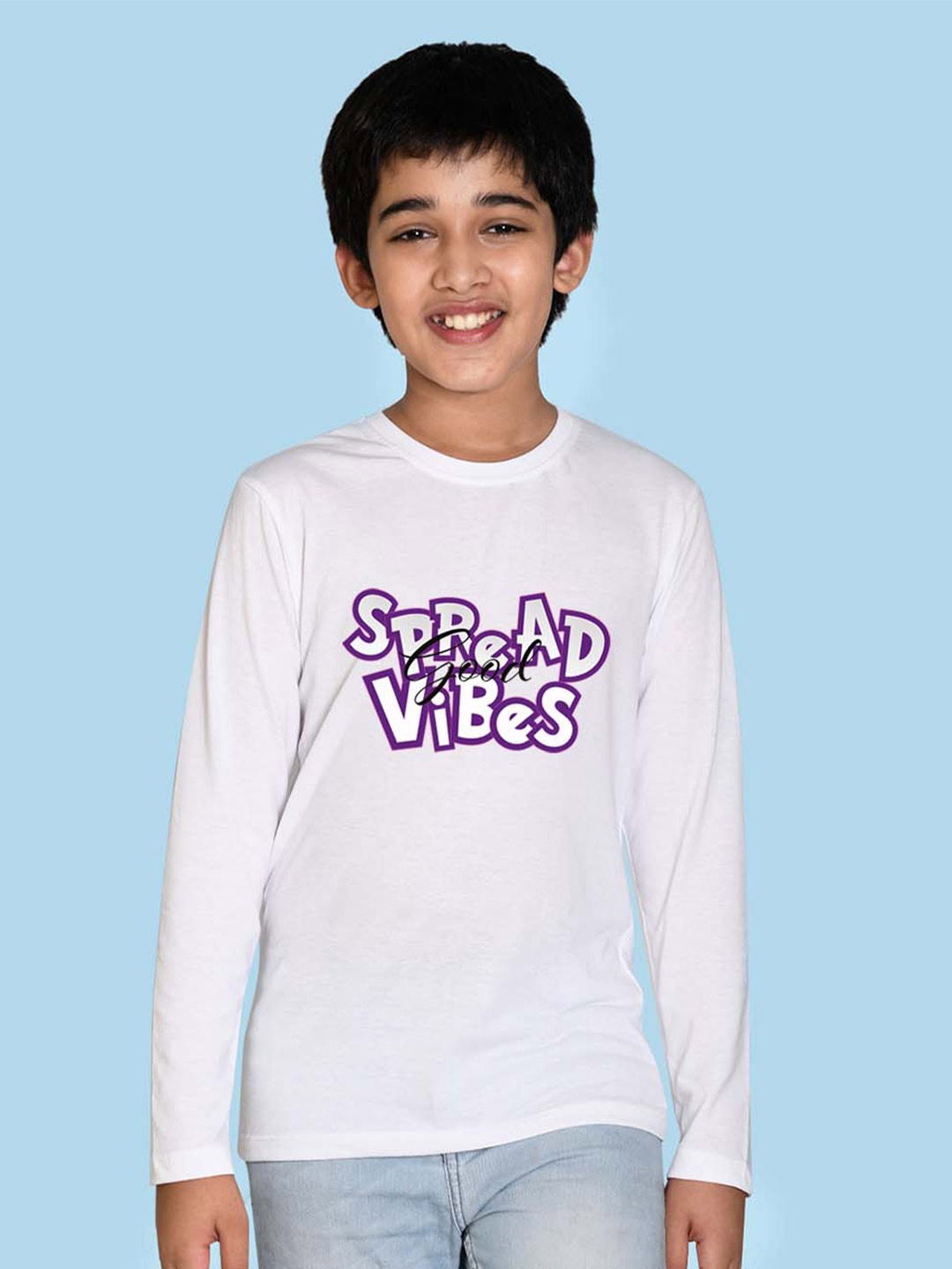 

NUSYL Boys Typography Printed Round Neck Cotton T-shirt, White