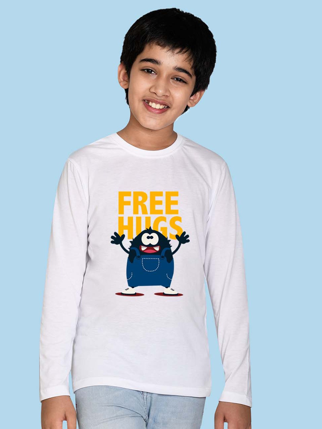 

NUSYL Boys Typography Printed Cotton T-shirt, White