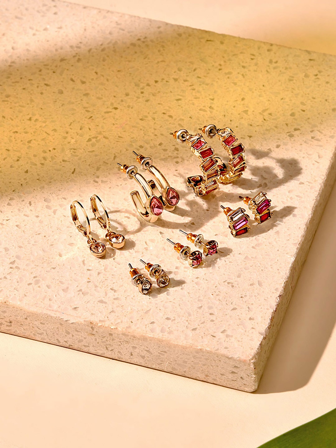 

Accessorize Set Of 6 Crystal Studded Earrings, Gold