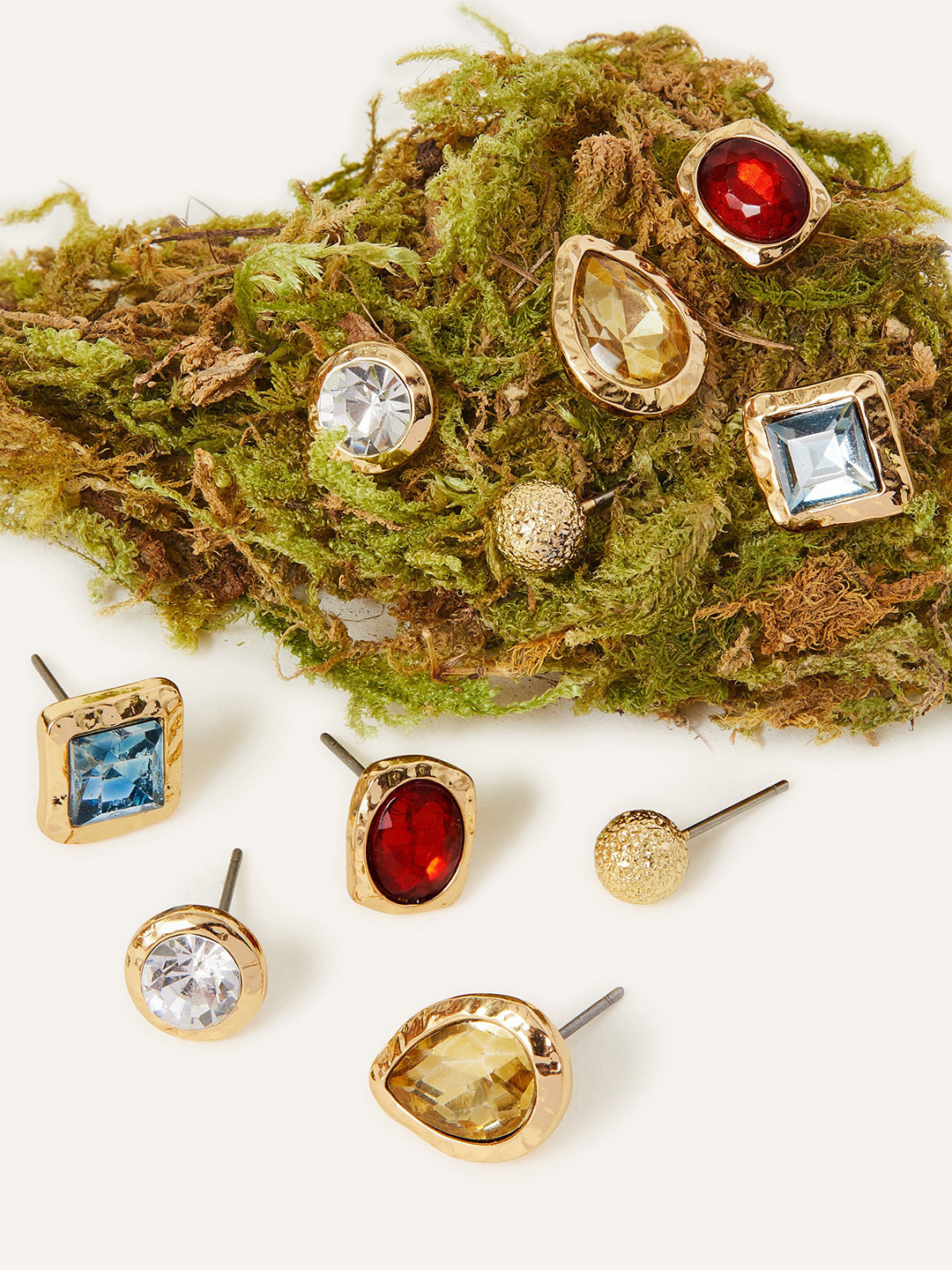 

Accessorize Set Of 5 Stone-Studded Classic Stud Earrings, Gold