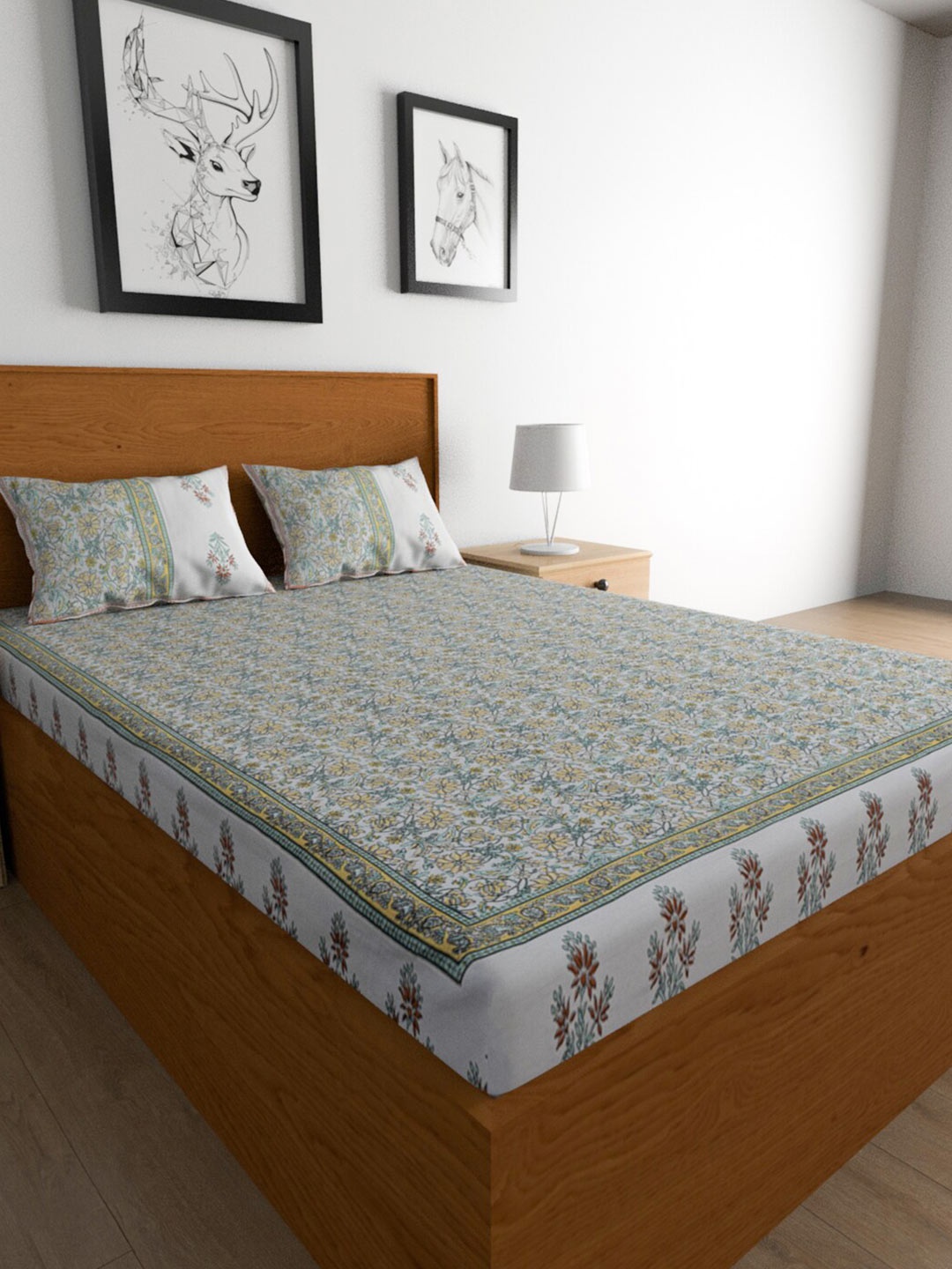 

Urban Magic White Cotton 104 TC King Bedsheet with 2 Pillow Covers