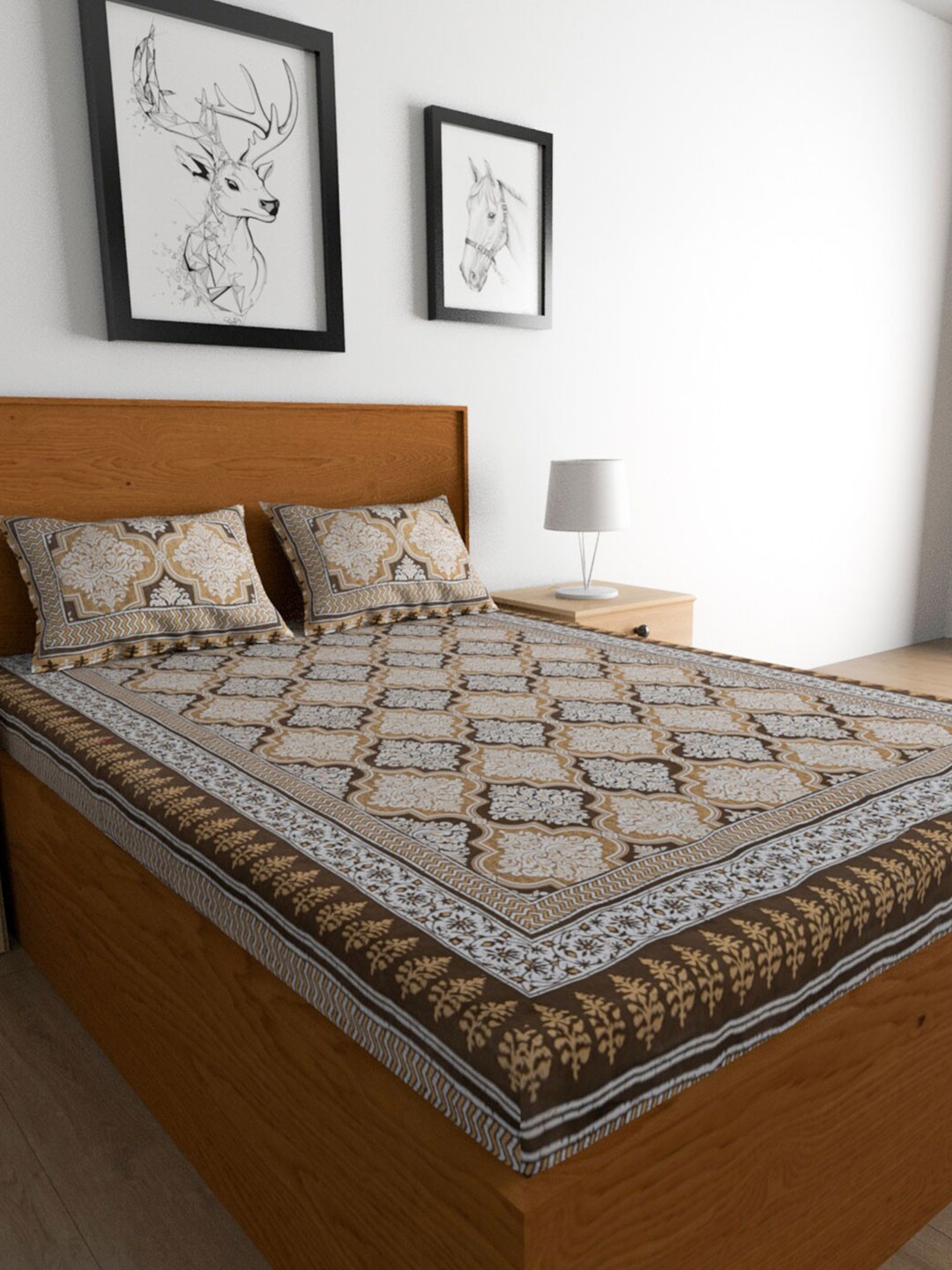 

Urban Magic Brown 104 TC King Bedsheet with 2 Pillow Covers