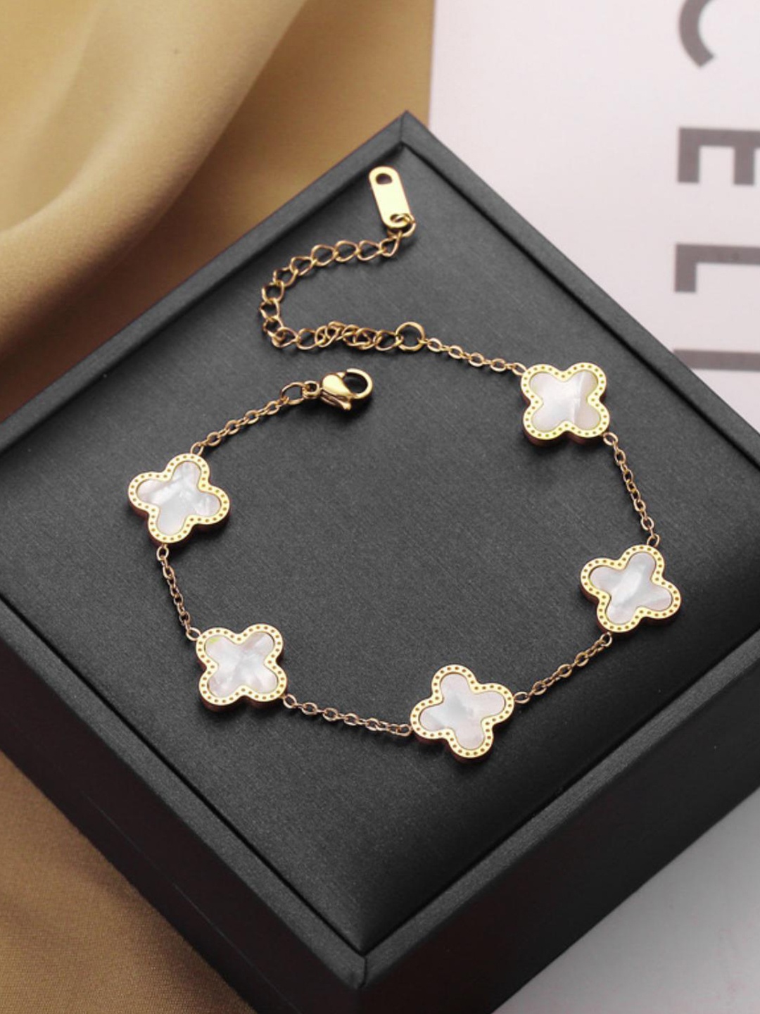 

MYKI Gold-Plated Stainless Steel Enamelled Charm Bracelet