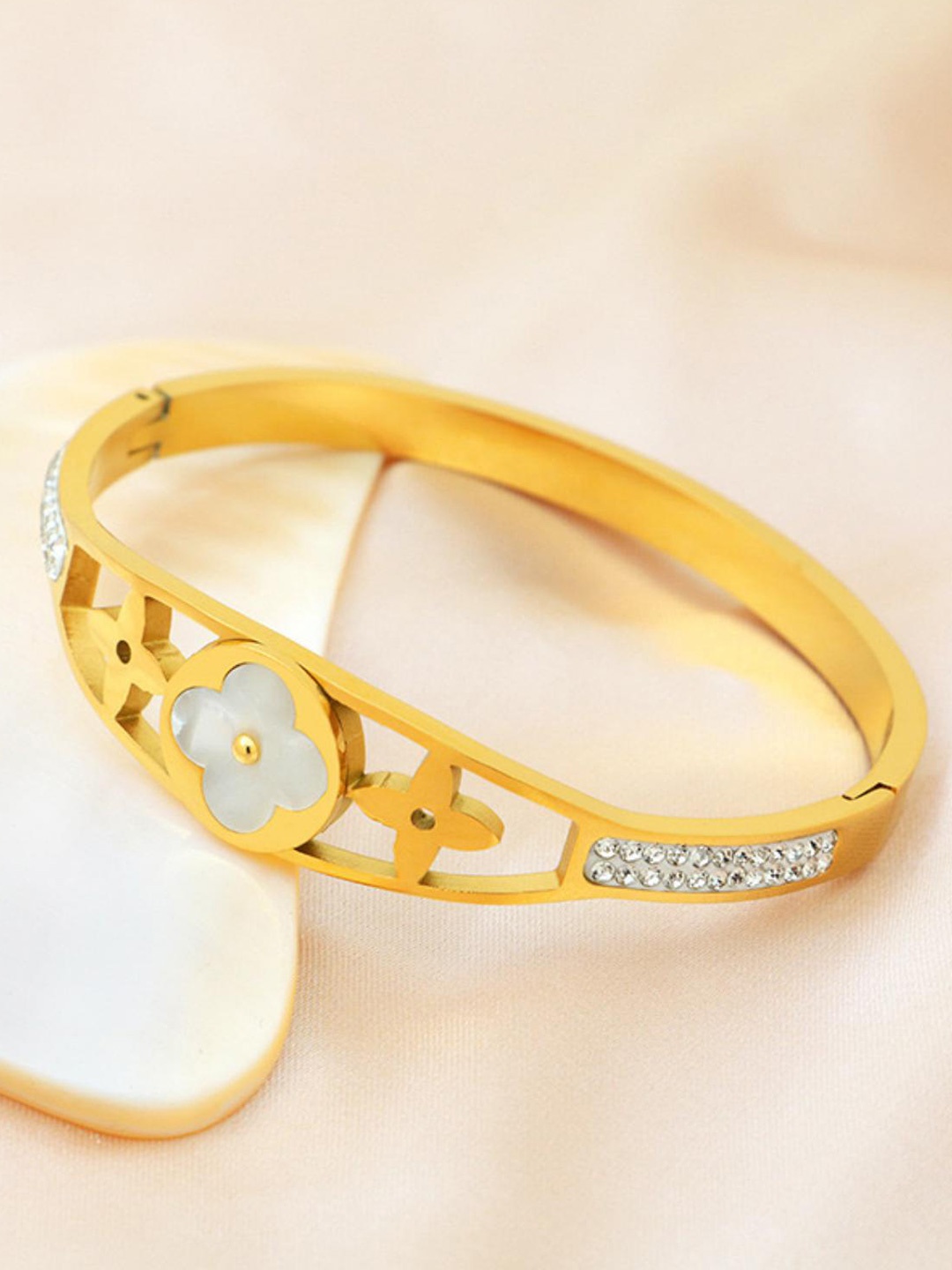 

MYKI Cubic Zirconia Gold-Plated Bangle-Style Bracelet