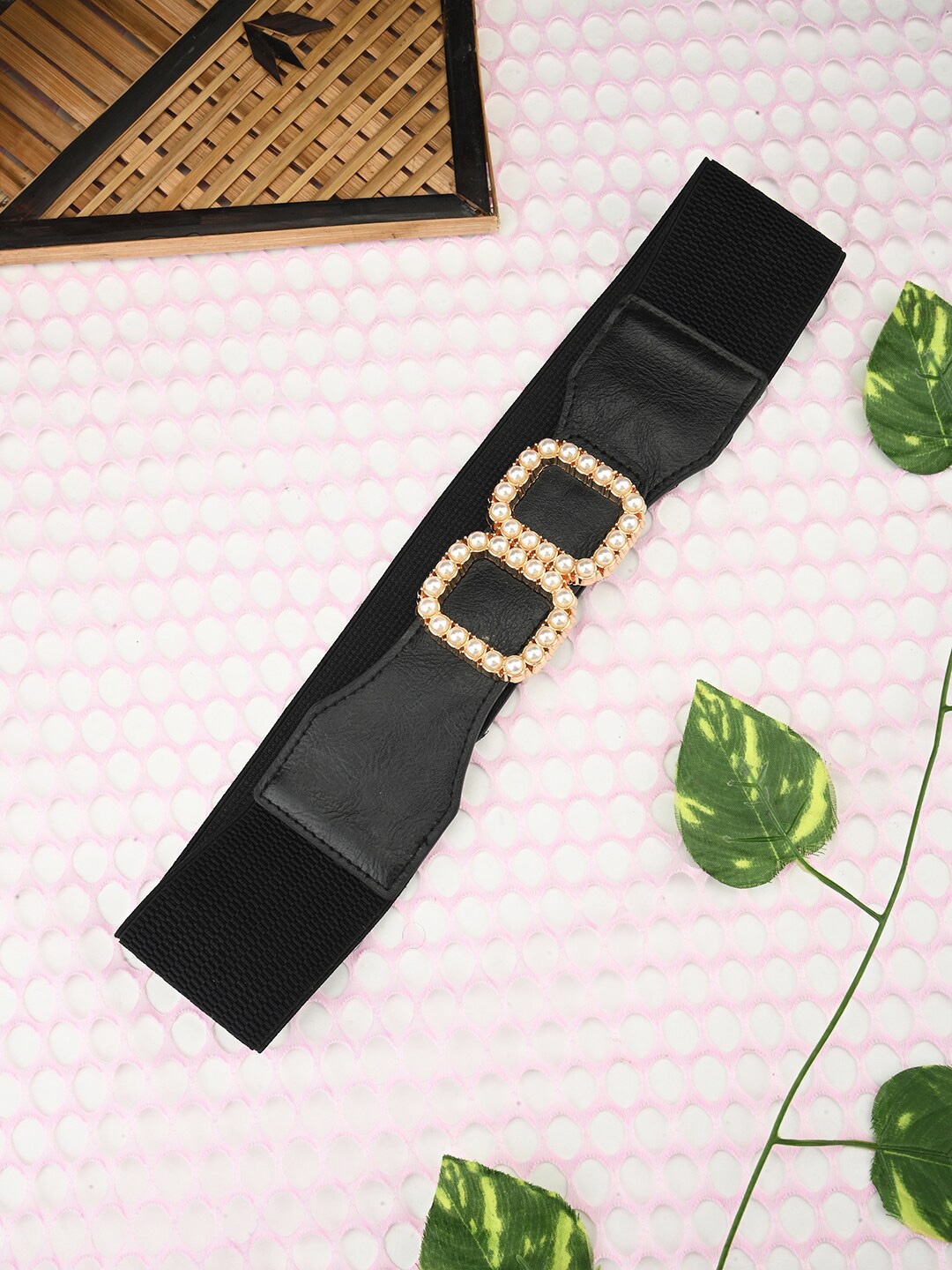 

BuckleUp Women Embellished Stretchable Belt, Black