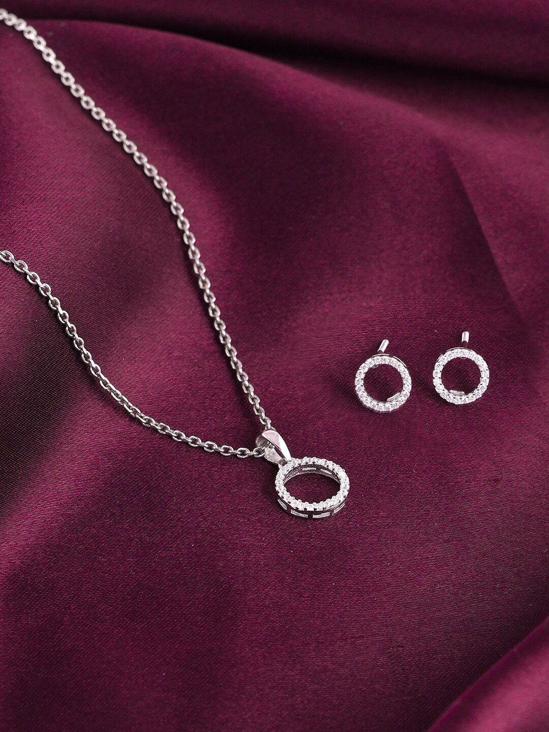 

GIVA Rhodium- Plated 925 Sterling Silver Circle Of Joy CZ Studded Jewellery Set