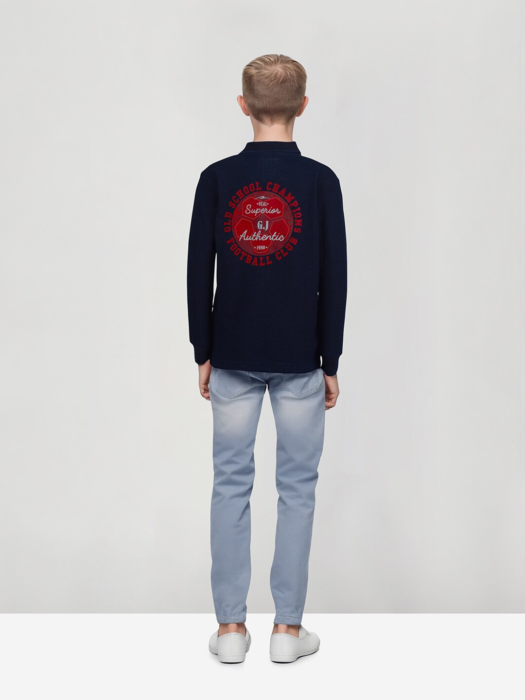 

Gini and Jony Boys Graphic Printed Polo Collar Cotton T-shirt, Navy blue