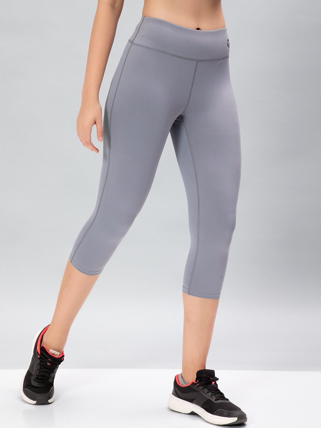 

Technosport Women Three-Fourth Length Antimicrobial Gym Tights, Grey