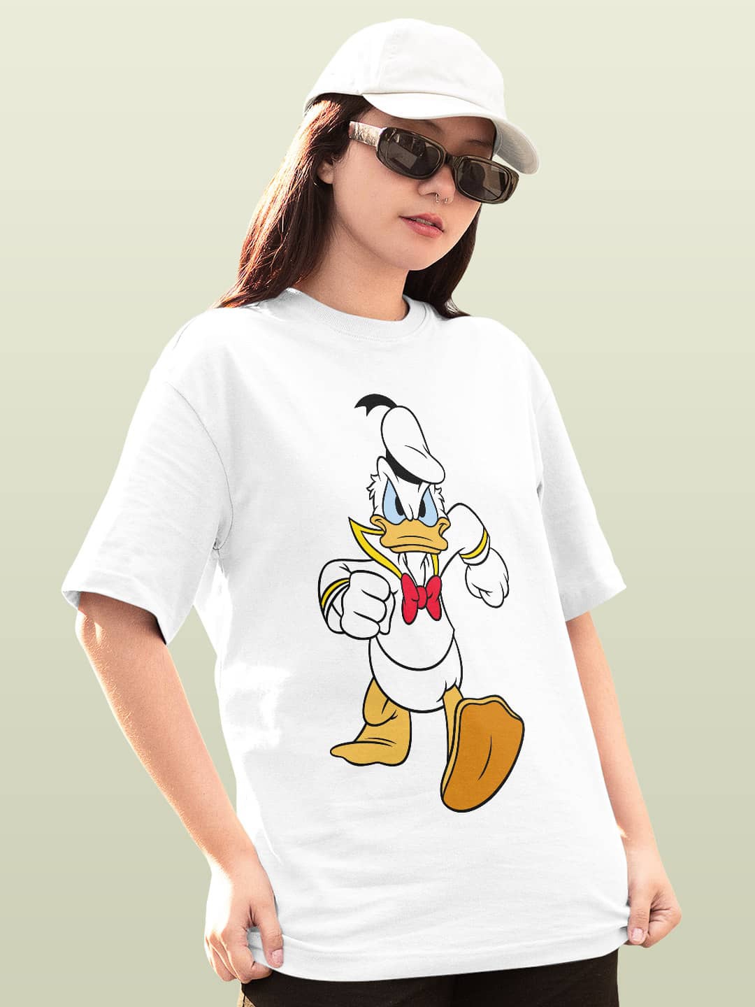

macmerise Donald Duck Printed Bio Finish Cotton Oversized T-shirt, White