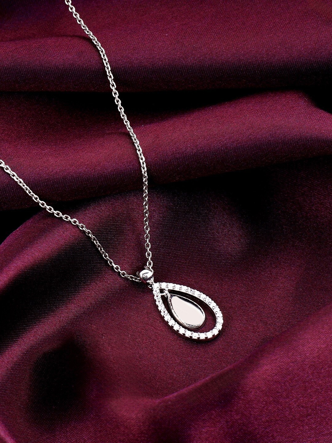 

GIVA Rhodium-Plated 925 Sterling Silver Dual Teardrop Pendant With Link Chain