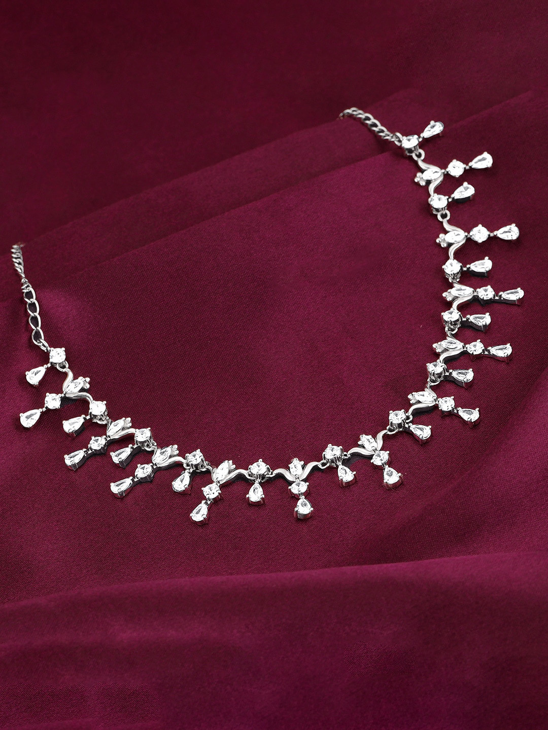 

GIVA 925 Sterling Silver Rhodium-Plated CZ-Studded Necklace