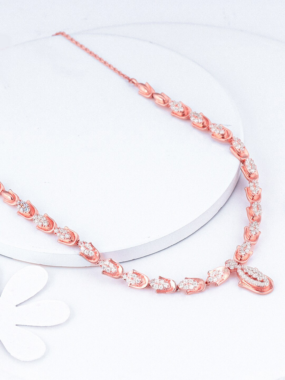

GIVA 925 Sterling Silver Rose Gold-Plated CZ-Studded Necklace