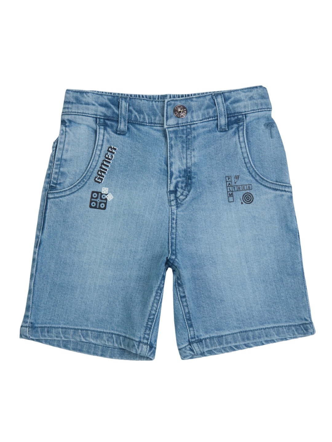 

Palm Tree Boys Mid-Rise Denim Shorts, Blue