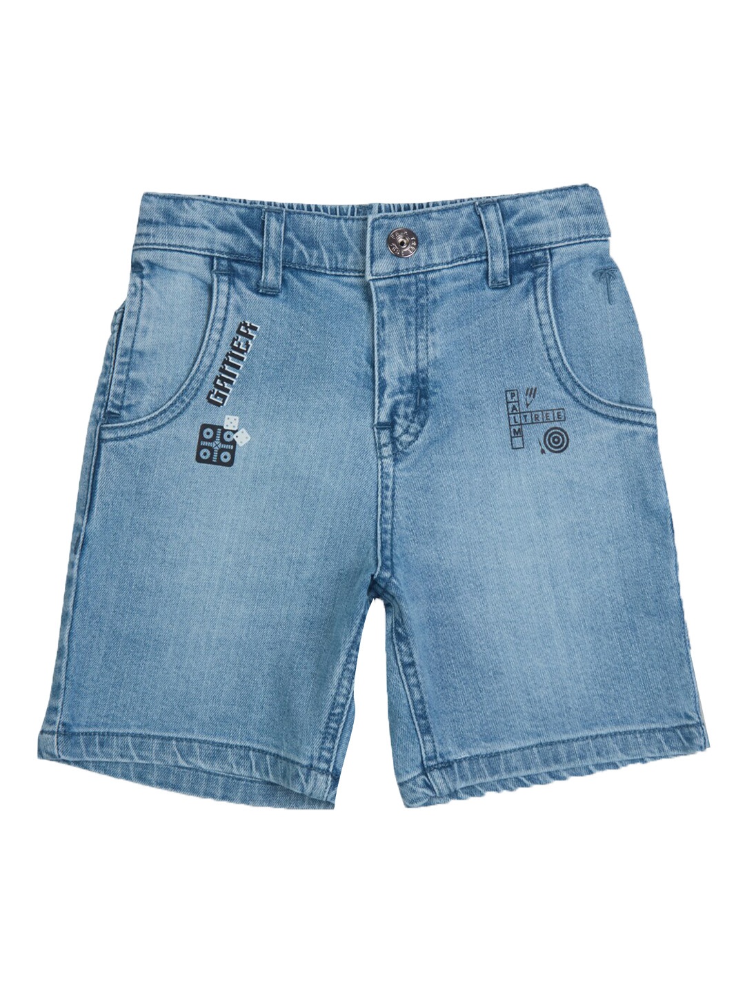 

Palm Tree Boys Mid-Rise Denim Shorts, Blue