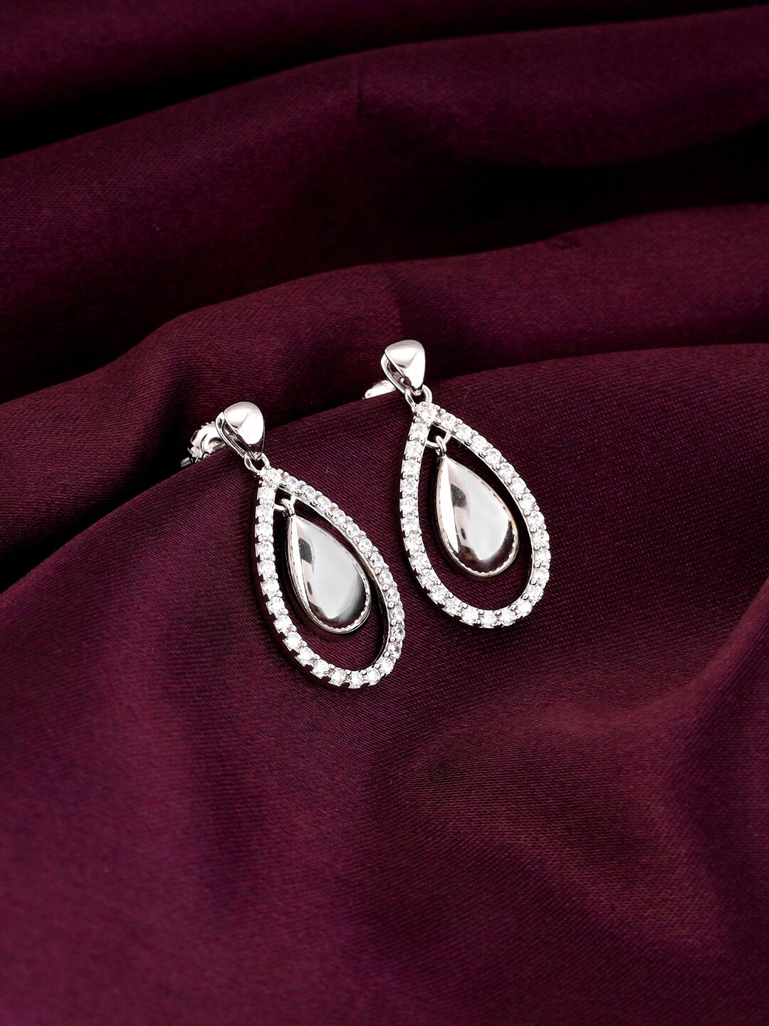 

GIVA Rhodium-Plated Contemporary Drop Earrings, Silver