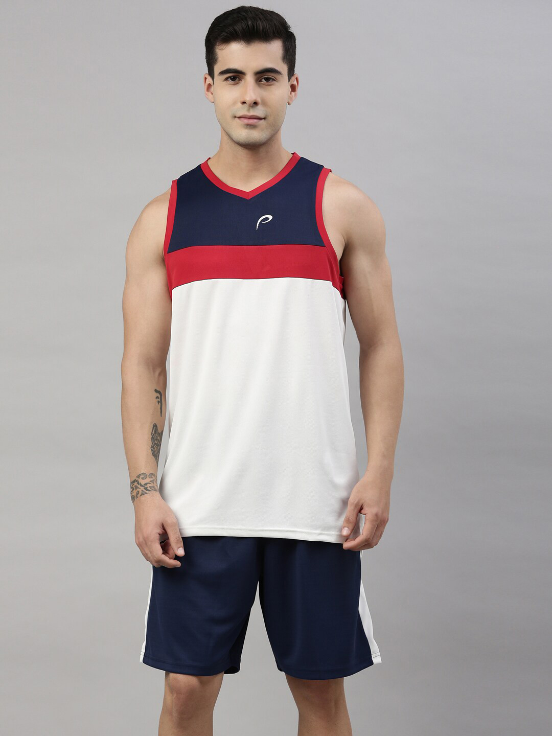 

Proline Colorblocked Mid-Rise T-shirt & Shorts Tracksuit, Off white