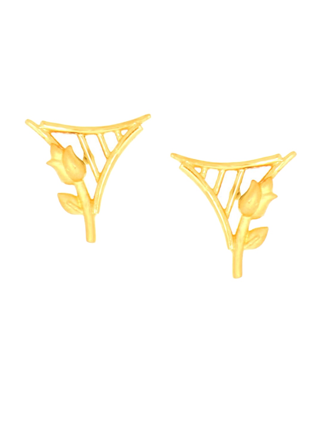 

SENCO Tri-Lotus Craft 22KT Gold Drop Earrings-2.0gm