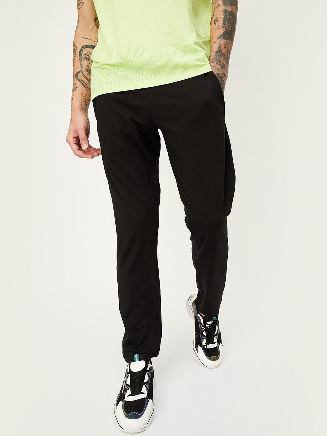 

max Men Regular Fit Track Pants, Black