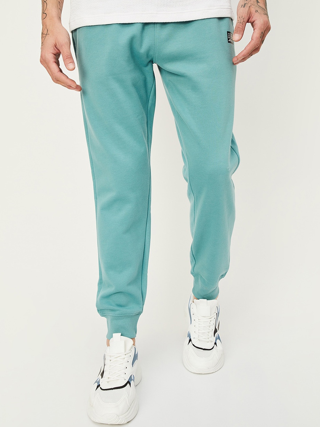 

max Men Mid-Rise Cotton Joggers, Blue