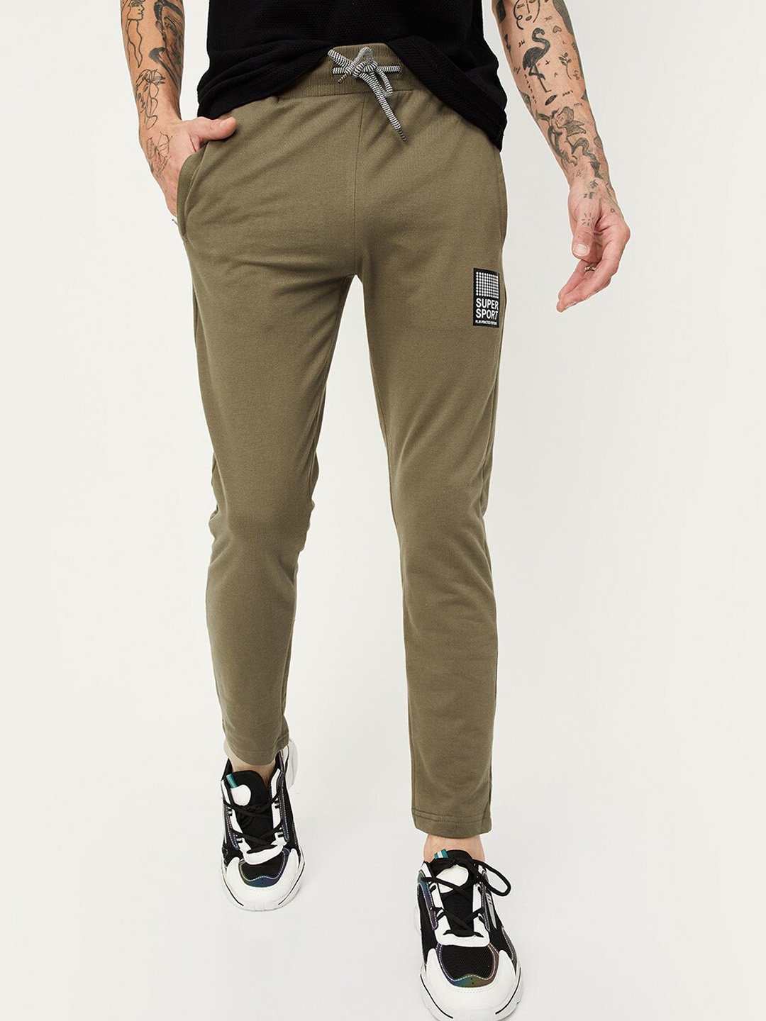 

max Men Mid Rise Track Pants, Beige