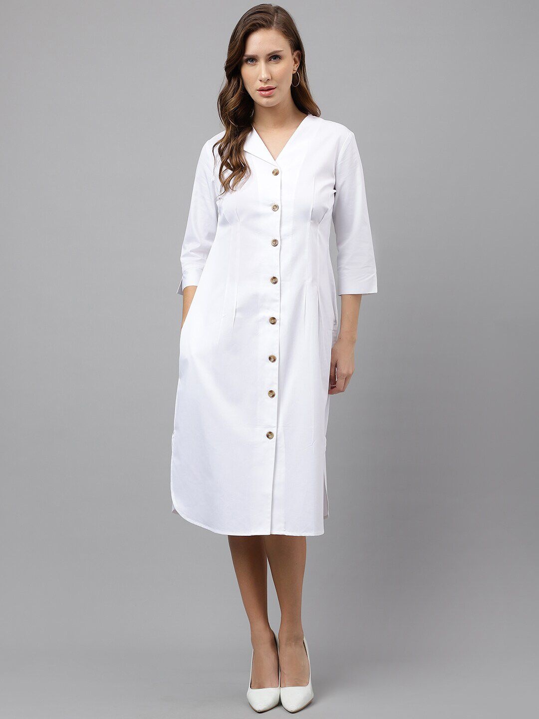 

Hancock Pure Cotton Shirt Style Midi Dress, White