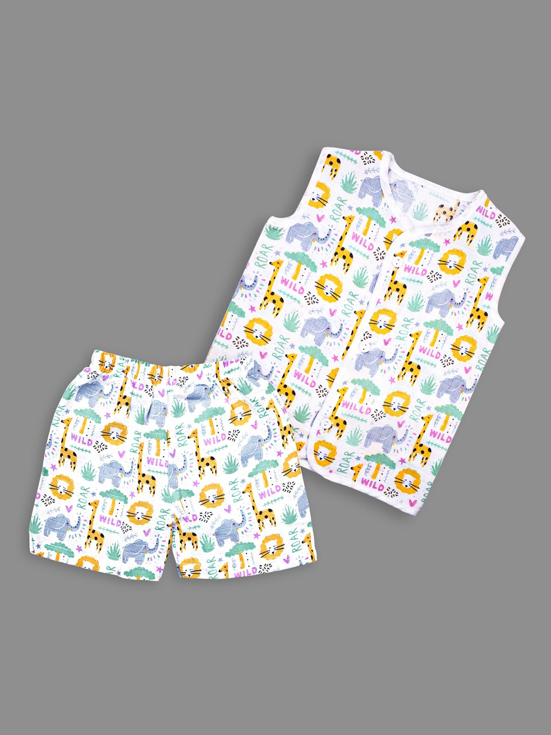 

Born Babies Infants Printed Organic Cotton Top with Shorts, Green