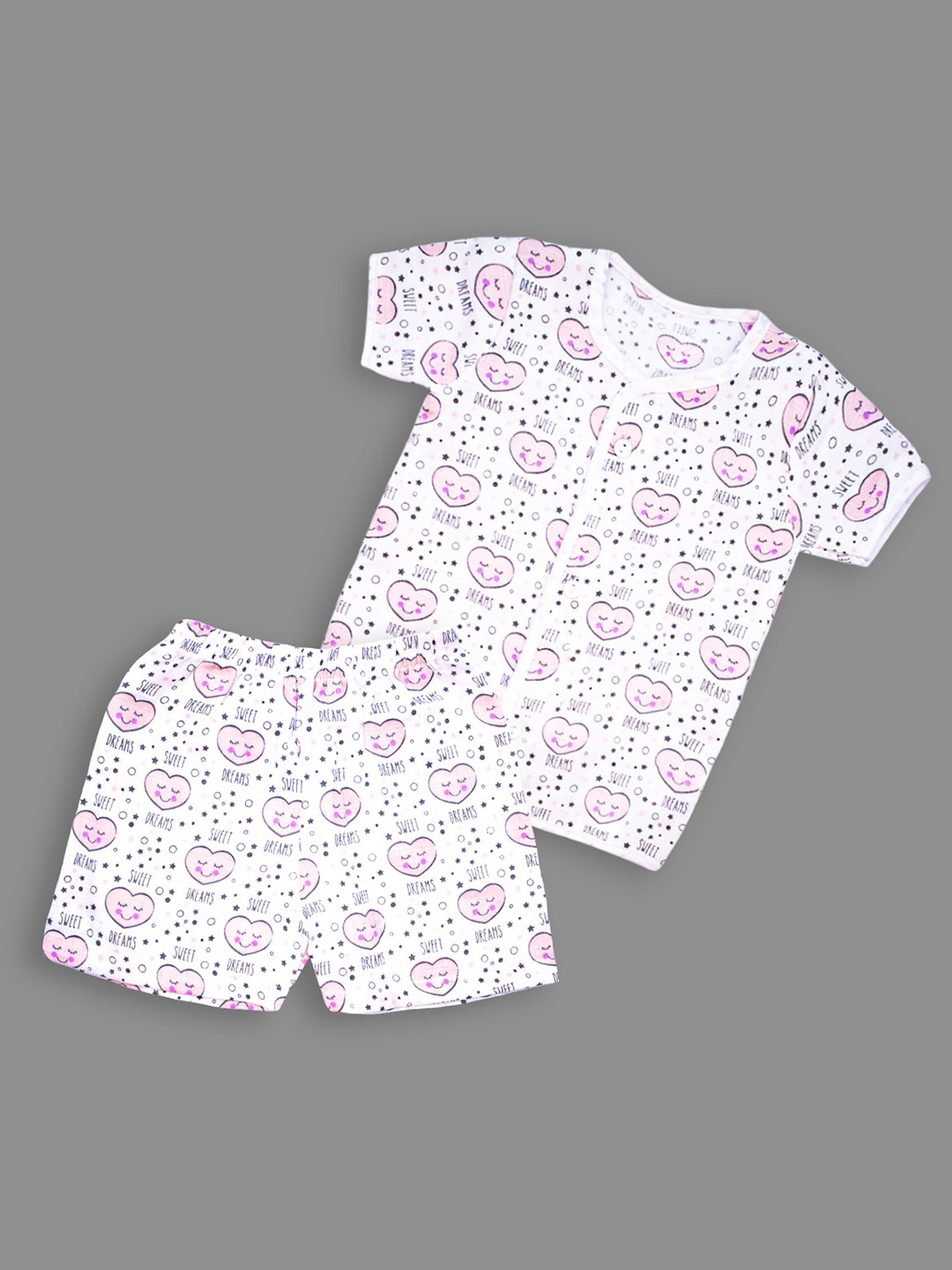 

Born Babies Infants Printed Organic Cotton Top with Shorts, Pink