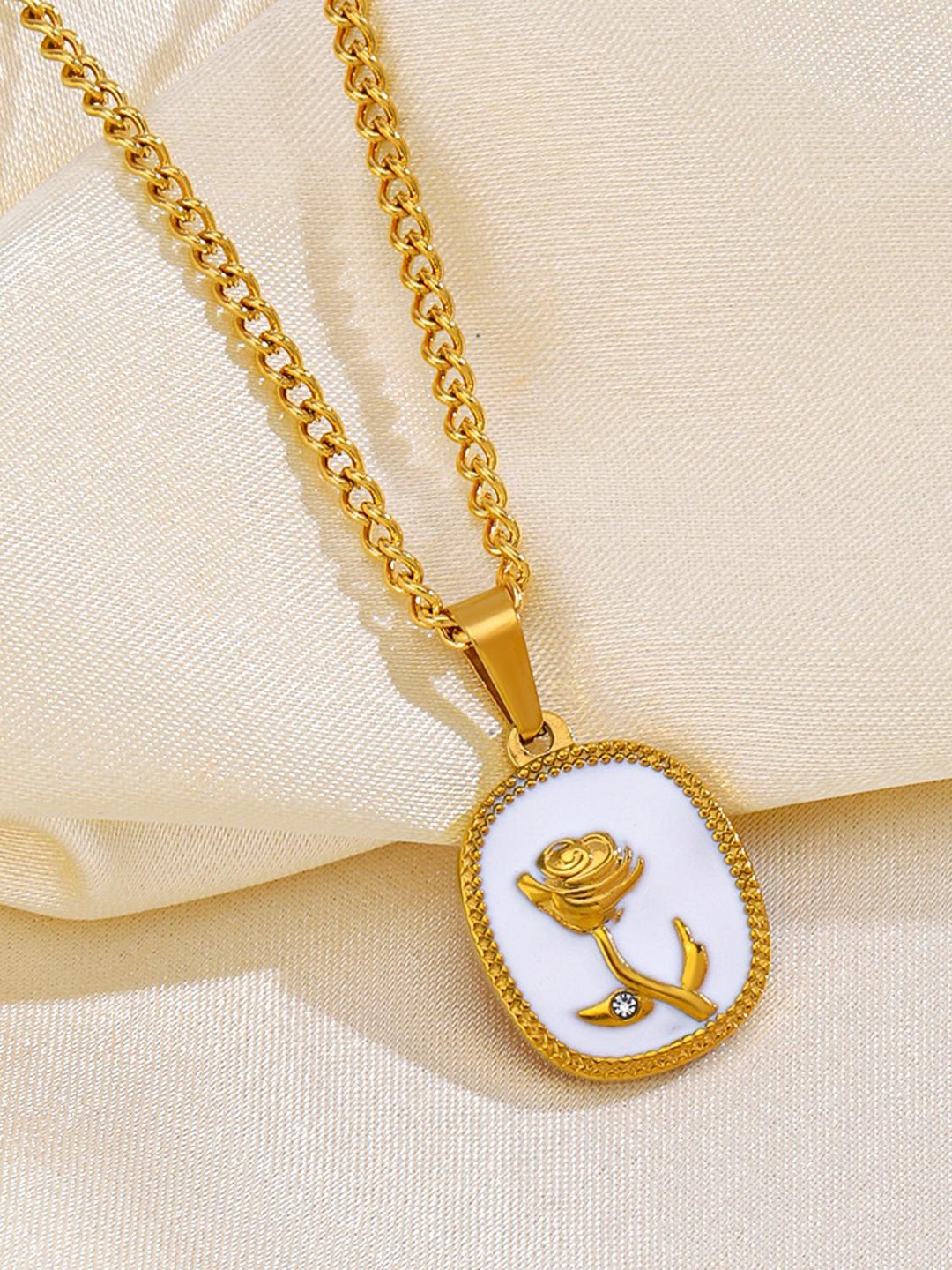 

MYKI Gold-Plated CZ-Studded Pendant