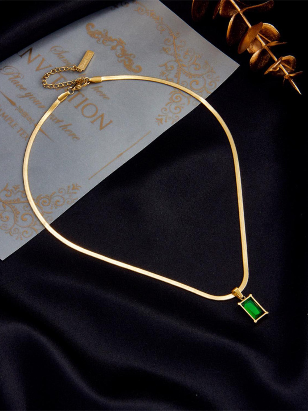 

MYKI Gold-Plated CZ Stone-Studded Pendant & Chain