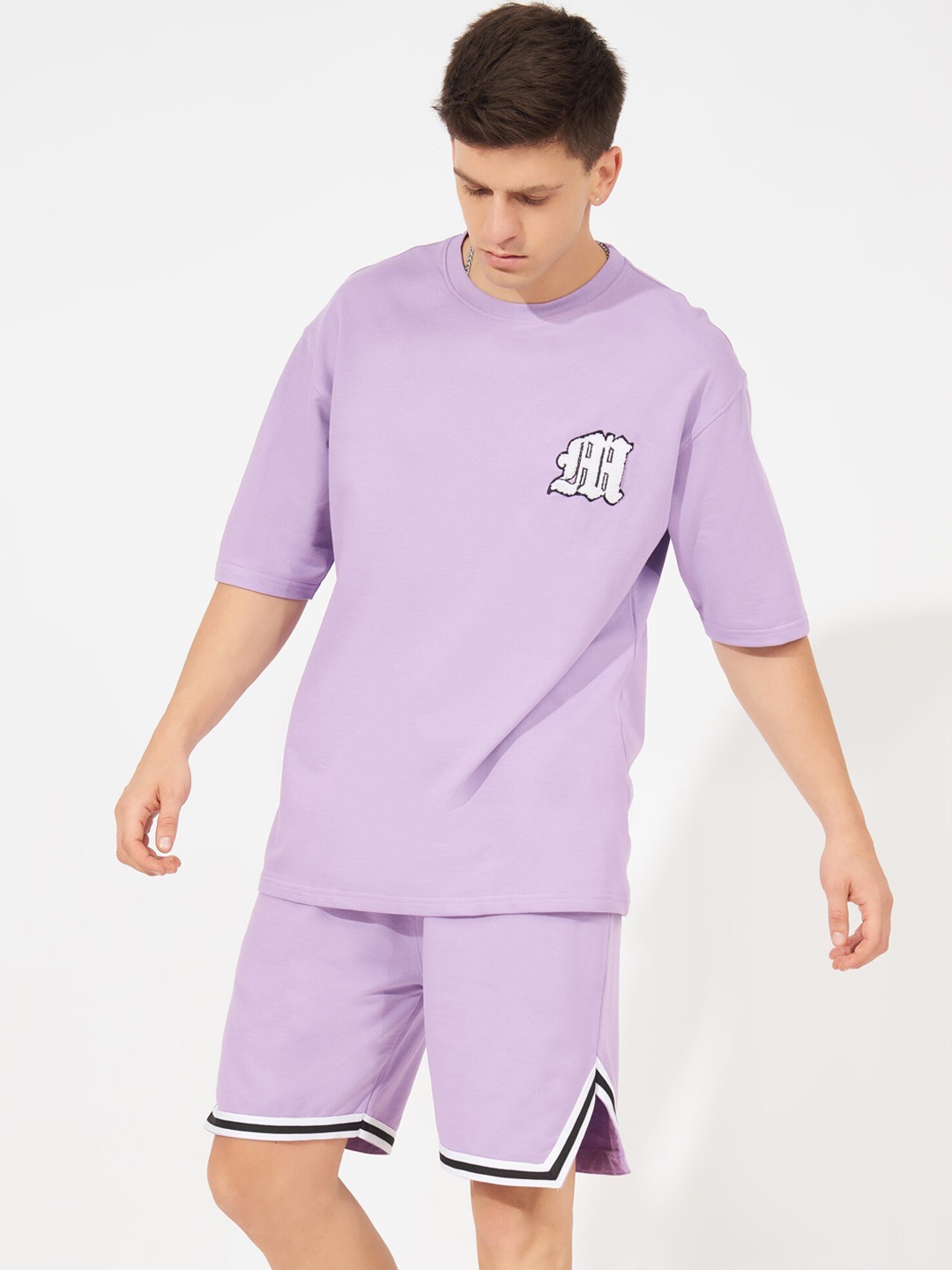 

Maniac Printed Pure Cotton T-shirt & Shorts Pure Cotton Co-Ords, Lavender