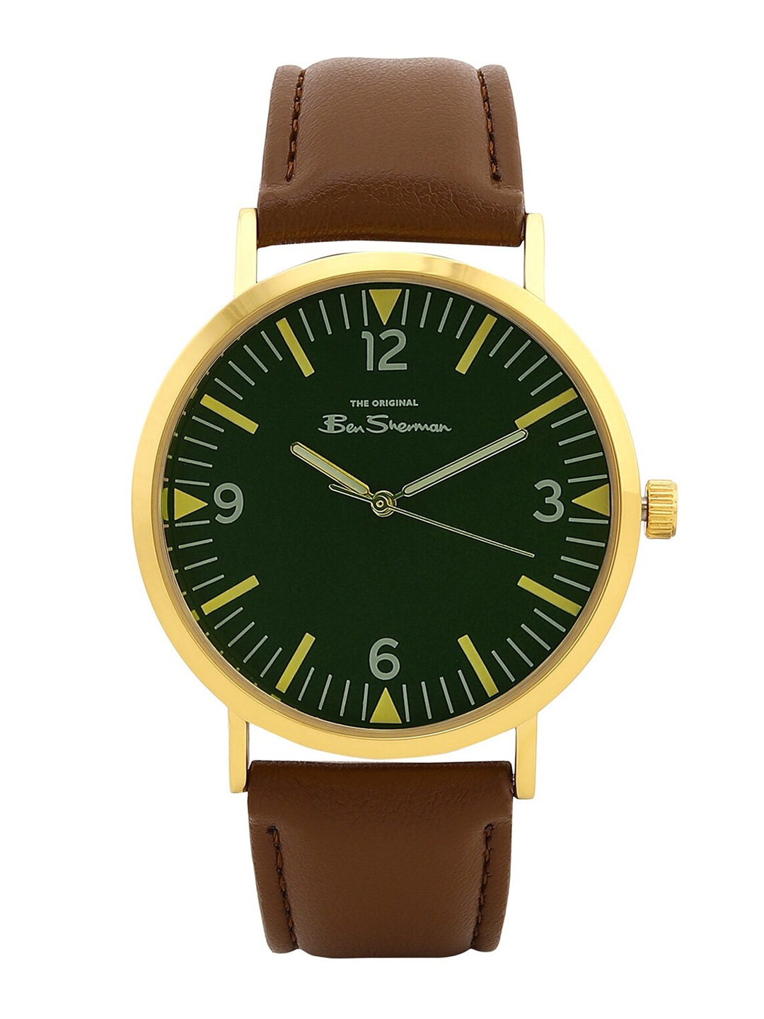 

BEN SHERMAN Men Leather Analogue Watch BS092BR, Green