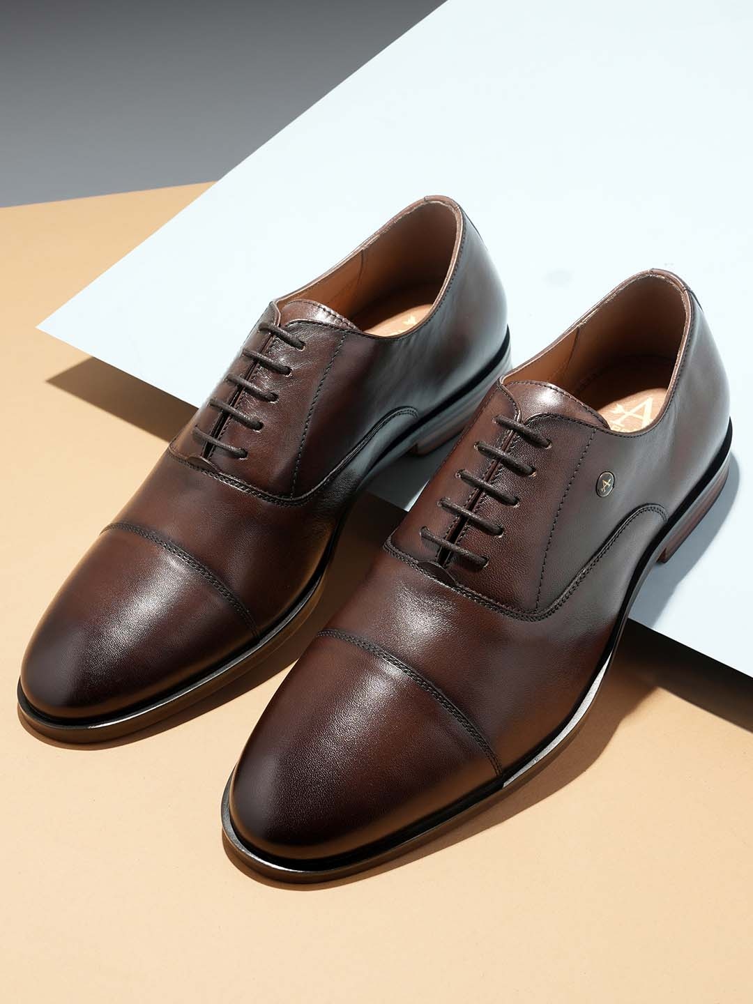 

Arrow Men Solid Orion Formal Leather Oxfords, Brown
