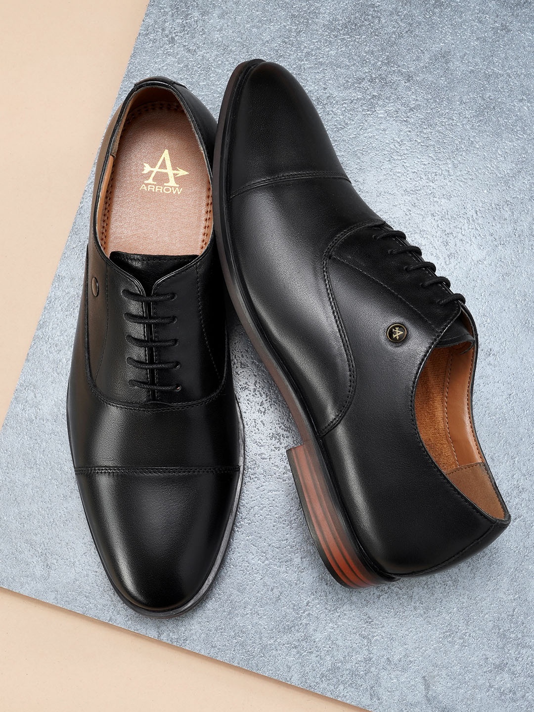 

Arrow Men Solid Orion Formal Leather Oxfords, Black