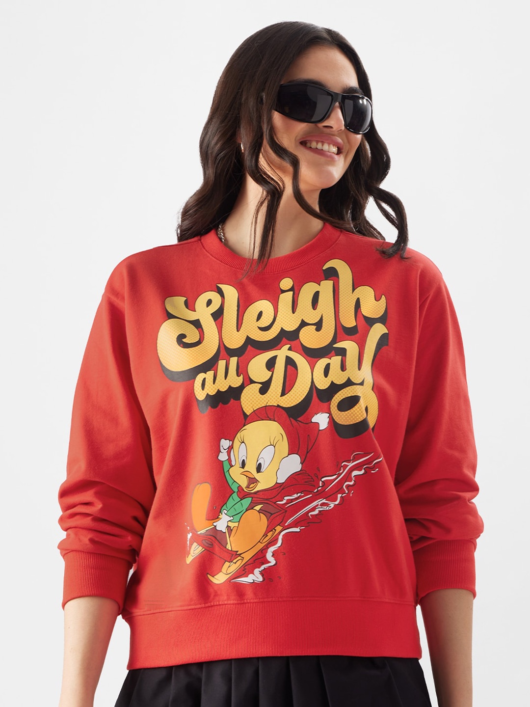 

The Souled Store Tweety Printed Long Sleeves Sweatshirt, Red