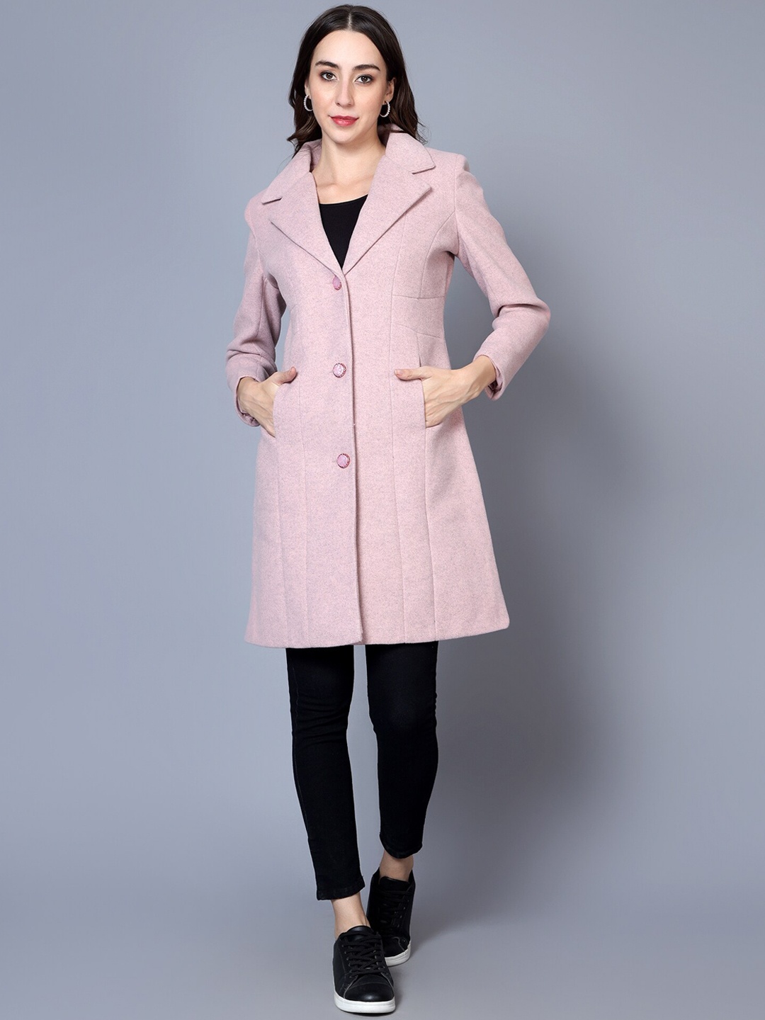 

BROOWL Wool Longline Overcoat, Pink