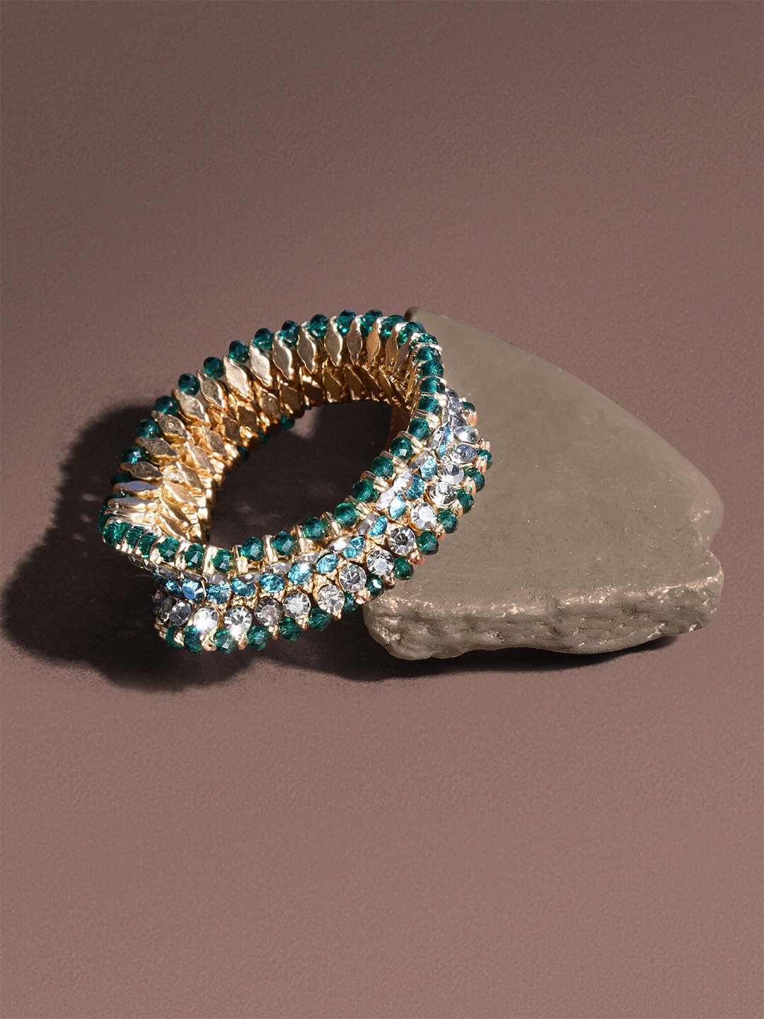 

Accessorize Women Wide Bead Stretch Bracelet, Green