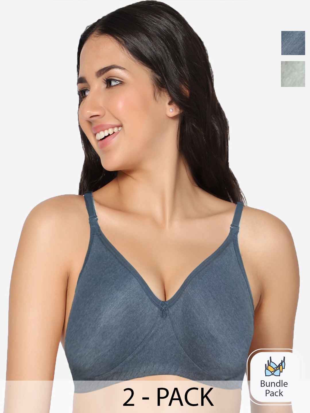 

In Care Pack Of 2 All Day Comfort Pure Cotton Bra Full Coverage, Grey