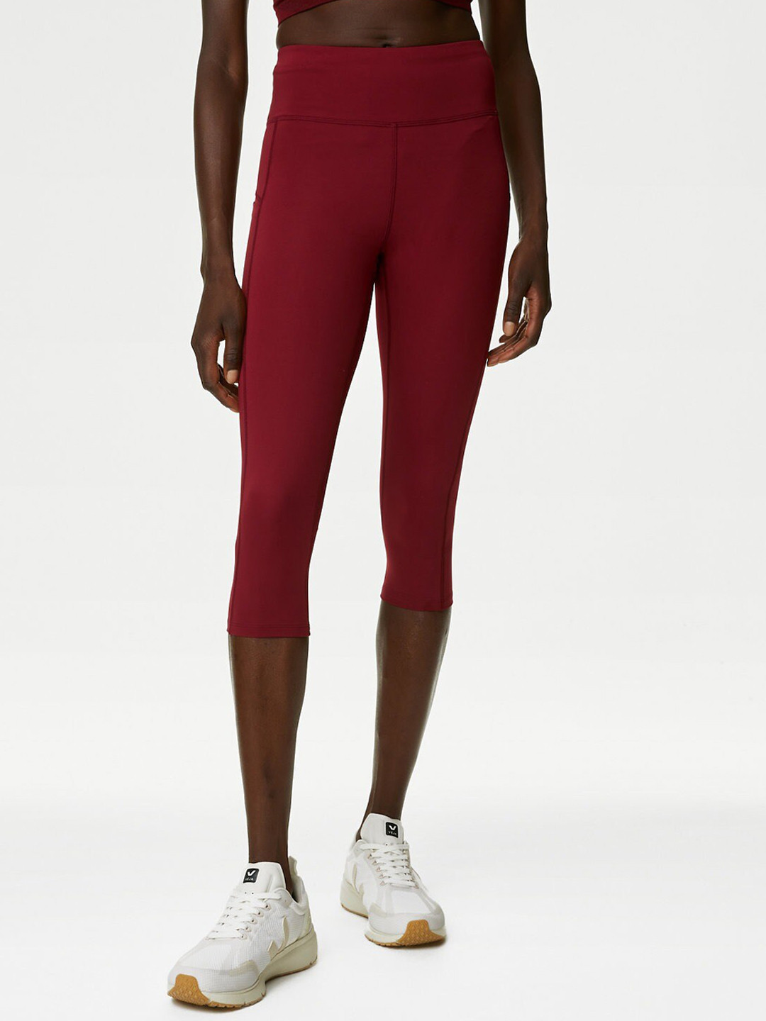 

Marks & Spencer Women Slim-Fit Crop-Length Gym Tights, Red