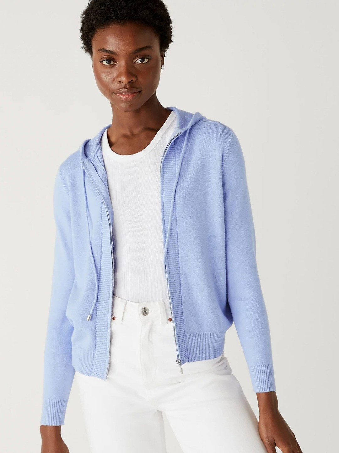 

Marks & Spencer Hooded Front Open Sweatshirt, Blue