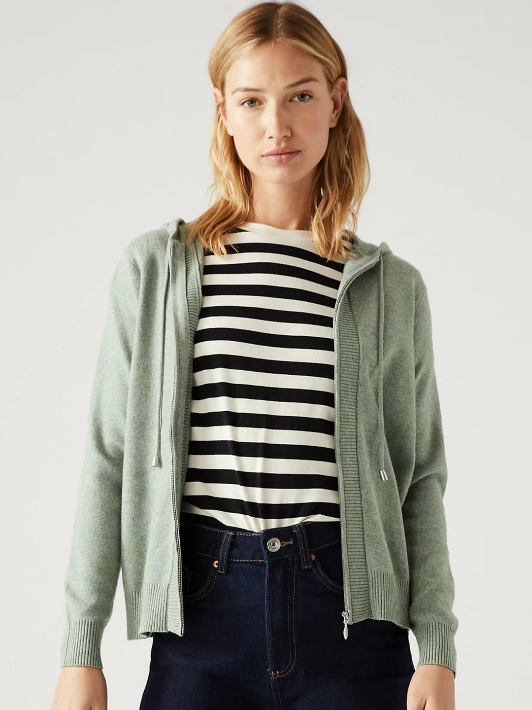 

Marks & Spencer Hooded Front Open Sweatshirt, Green