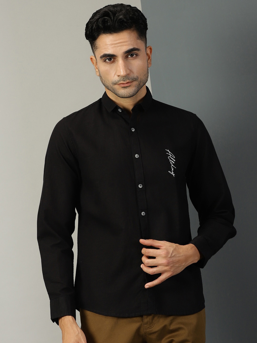 

Thomas Scott Typography Printed Classic Regular Fit Casual Shirt, Black