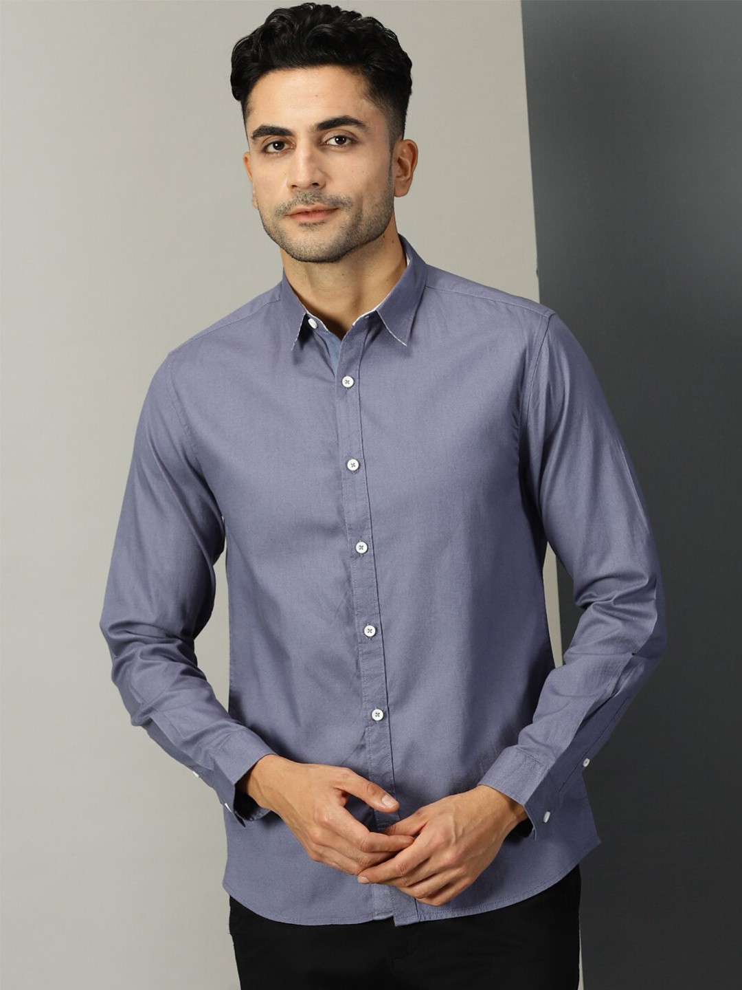 

Thomas Scott Classic Spread Collar Oxford Pure Linen Casual Shirt, Blue