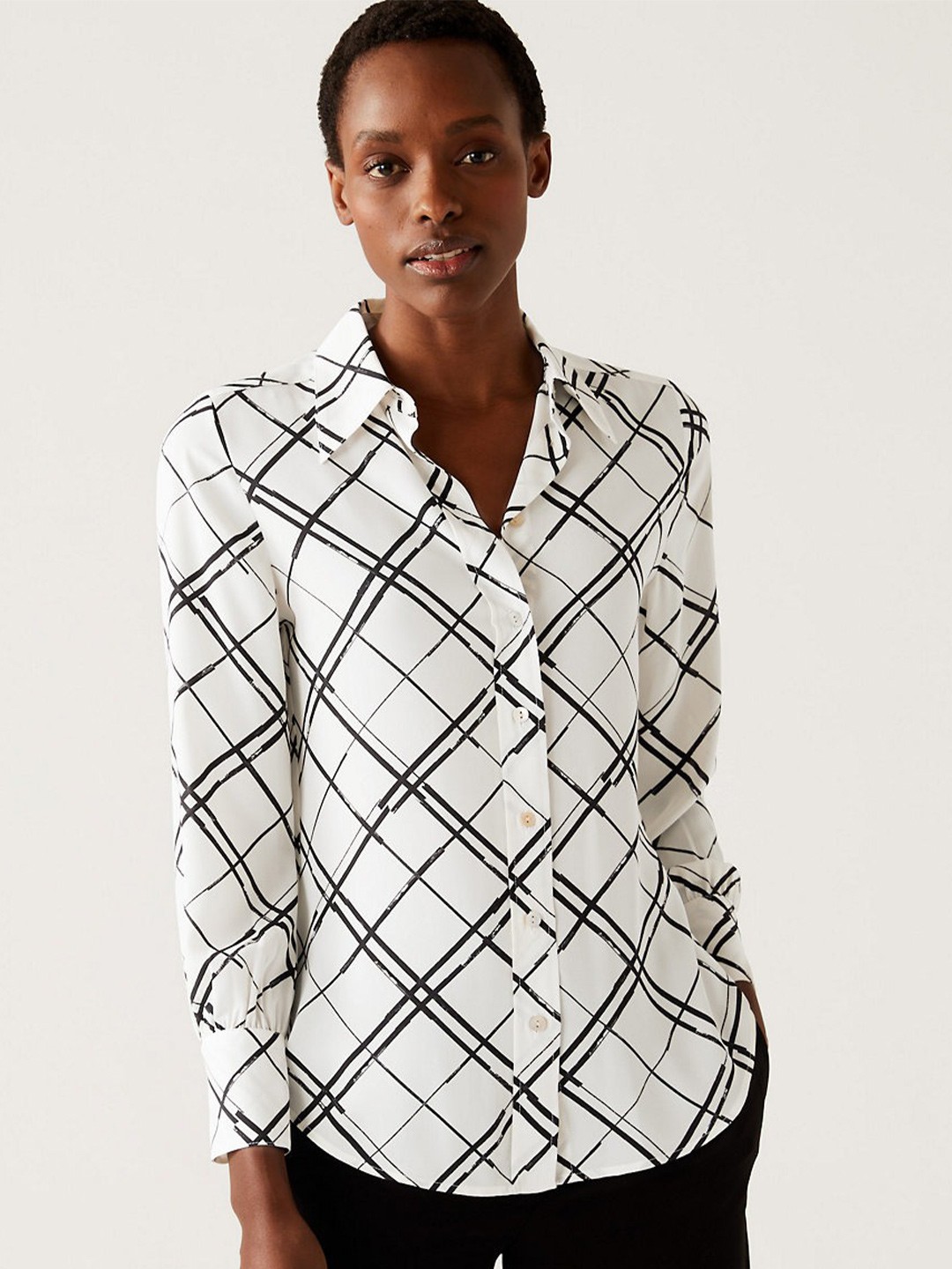 

Marks & Spencer Checked Classic Casual Shirt, White