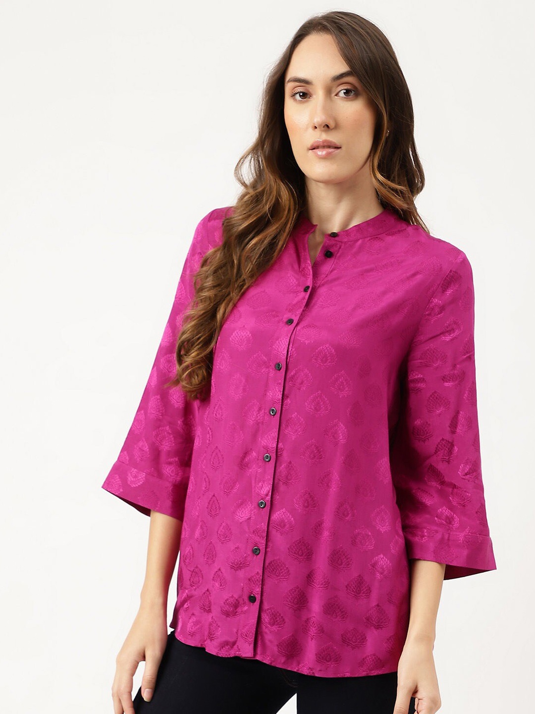 

Marks & Spencer Self Design Classic Casual Shirt, Magenta